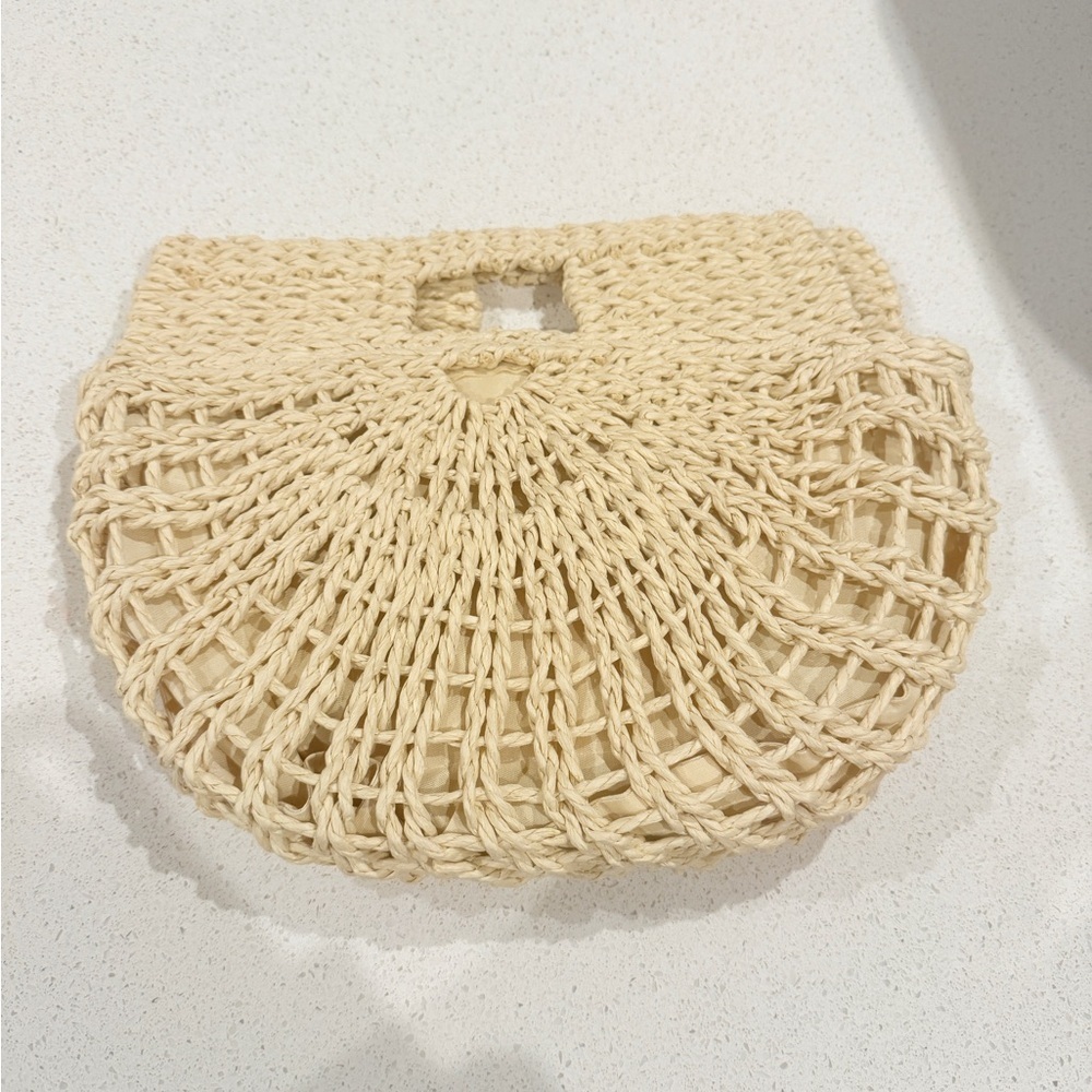 Elegant Cream Woven Handbag